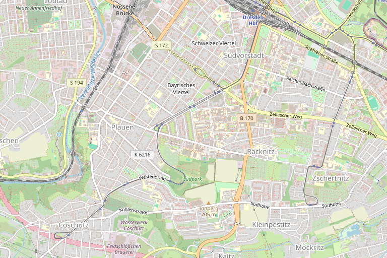 Lage von Zentral gelegene 1-Zimmer-Wohnung mit Terrasse nahe dem Dresdner Campus – Kartenausschnitt Plauen · Dresden